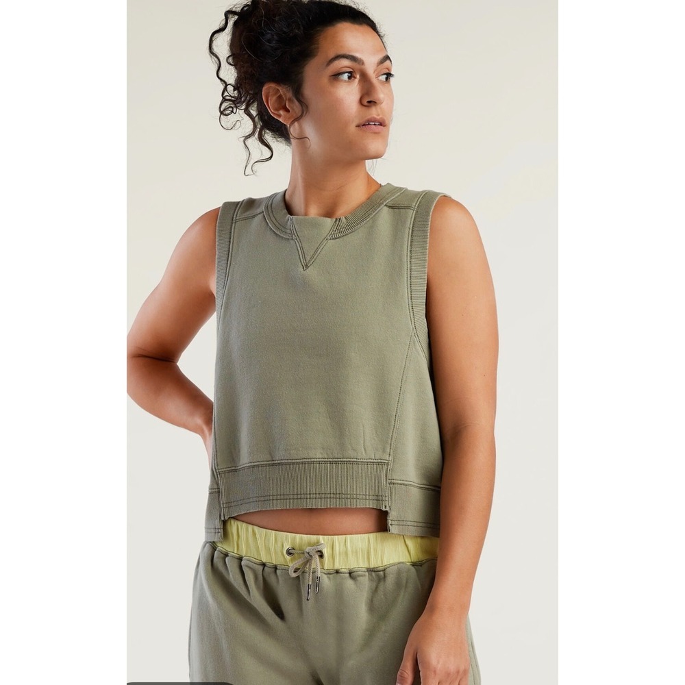 Free People Movement FP Sage Green Intercept Tank Cropped Sleeveless Sz S